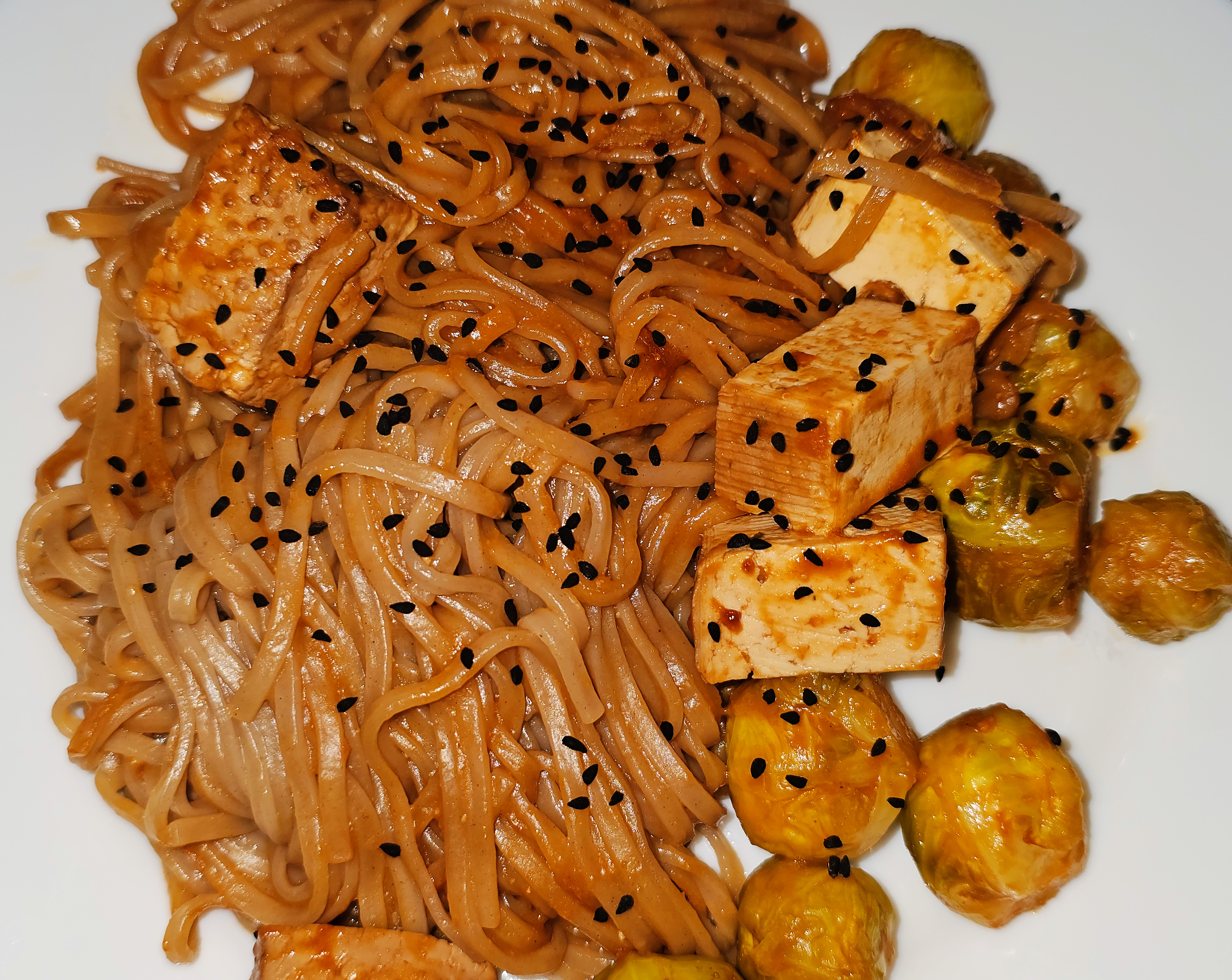 Soba with Brussels Sprouts & Smoked Tofu