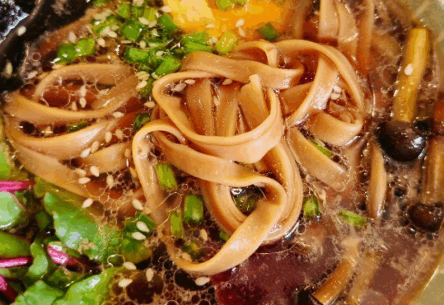 Beet Ramen with Arishta and Pickled Egg