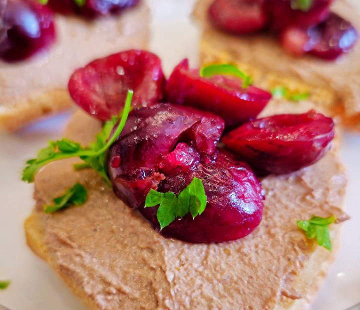 Silky Chicken Liver Pâté with Apple and Honey-Cherry Topping