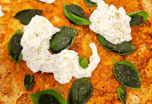 Savory Sweet Potato Flatbread with Stracciatella & Basil