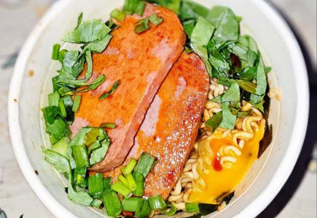 Instant Noodles Upgrade with Egg, Spam & Greens