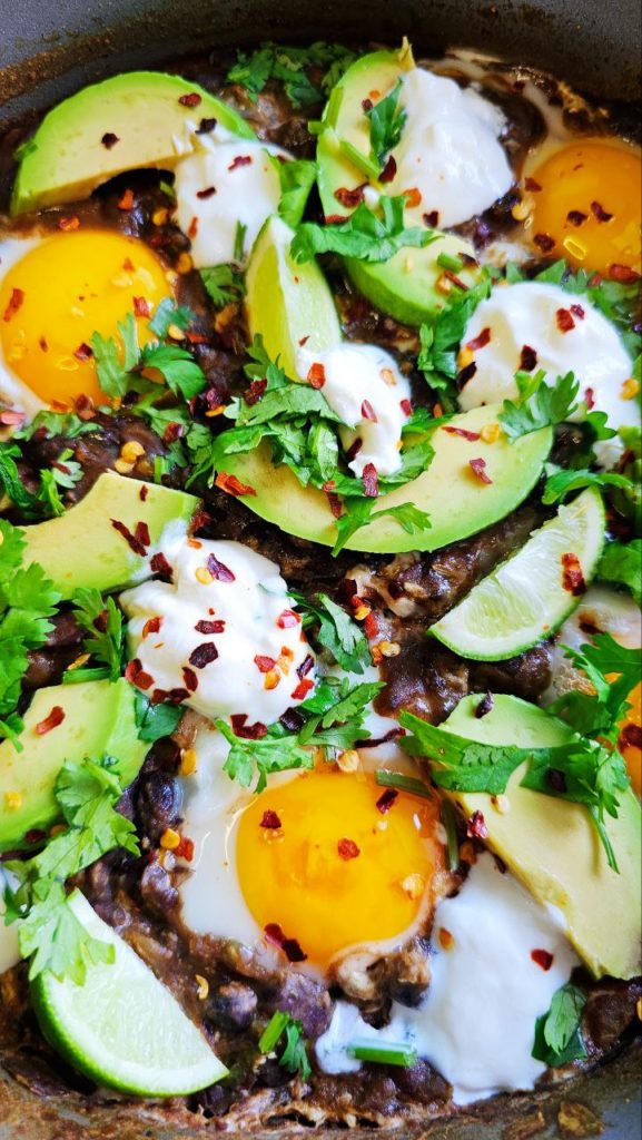 Black Bean Breakfast Skillet with Eggs & Avocado