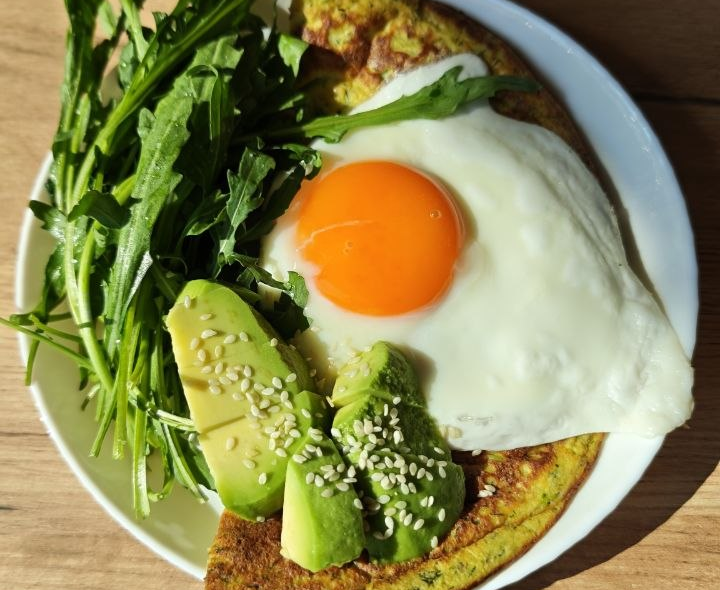 Cauliflower & Potato Flatbread with Fried Egg and Avocado